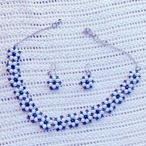 New Handmade Unique Cultured Pearls Glass Flowers Jewelry Set !